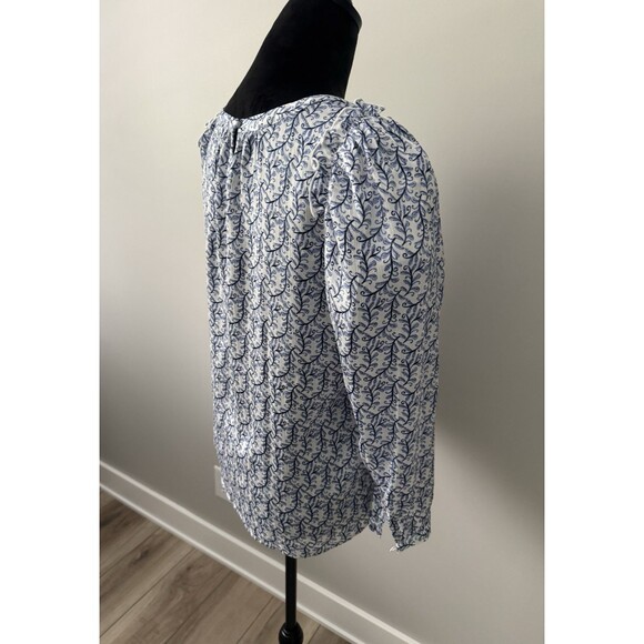 NWT LOFT Women's Classy Print Ruffle Shoulder Blouse sz S Career Summer MSRP $69 - Picture 3 of 15